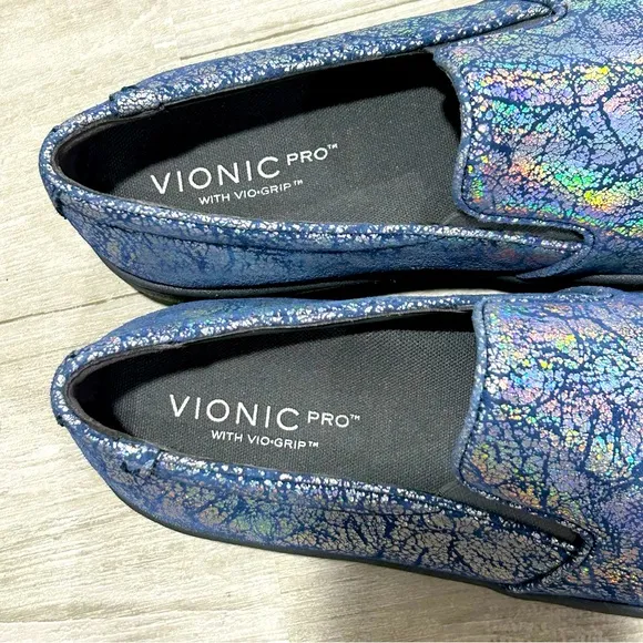 Vionic Avery Pro Slip On Shoes Blue Metallic