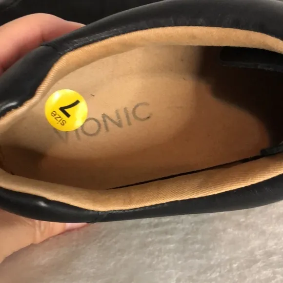 VIONIC Black Leather Zipper Slip On Comfort Shoes Splendid Ellis Women's Size 7