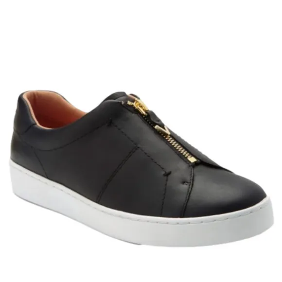 VIONIC Black Leather Zipper Slip On Comfort Shoes Splendid Ellis Women's Size 7