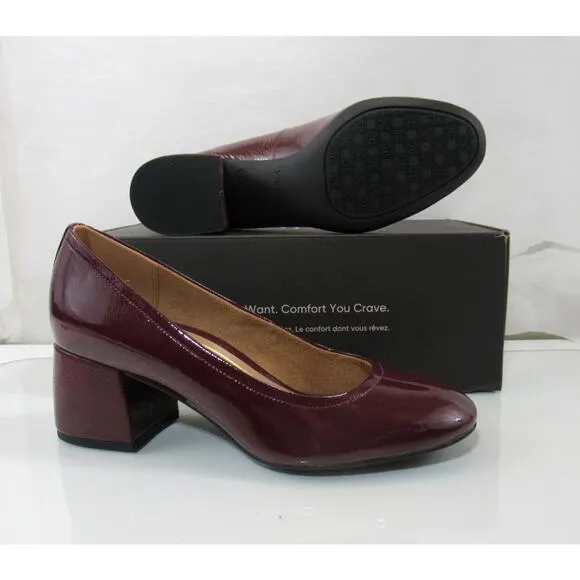Vionic Carmel Dress Block Heel Pumps Comfort Crimson Patent Size 8.5