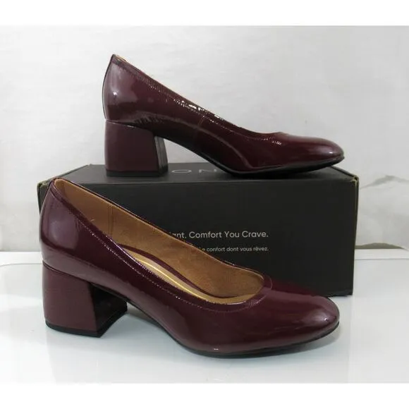 Vionic Carmel Dress Block Heel Pumps Comfort Crimson Patent Size 8.5