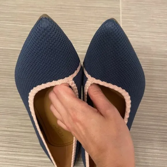 Vionic Dahlia Ballet Skimmer Flats Pointed Toe Blue Pink Sz 7