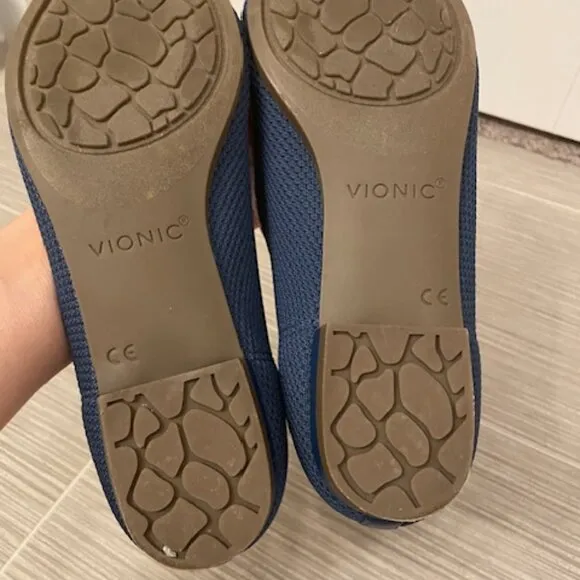 Vionic Dahlia Ballet Skimmer Flats Pointed Toe Blue Pink Sz 7