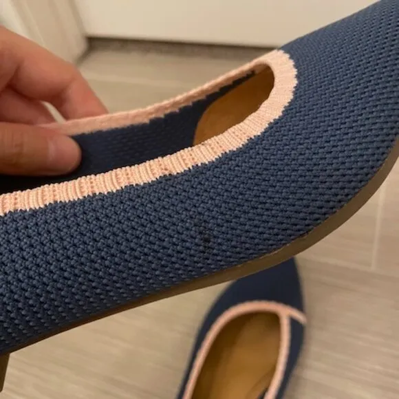 Vionic Dahlia Ballet Skimmer Flats Pointed Toe Blue Pink Sz 7