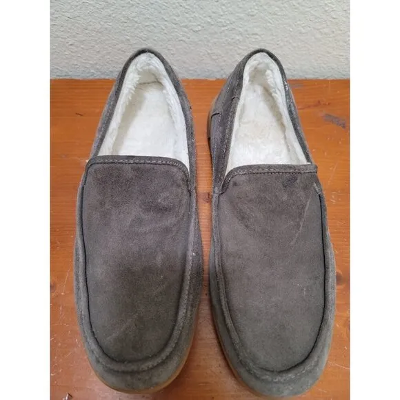 Vionic Gustavo Men's Suede Slip-On Moccasin Slippers With Sherpa Lining Size 10.