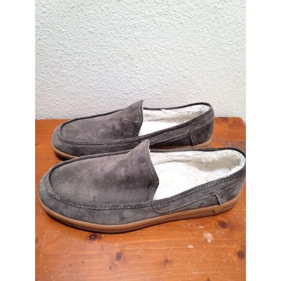 Vionic Gustavo Men's Suede Slip-On Moccasin Slippers With Sherpa Lining Size 10.