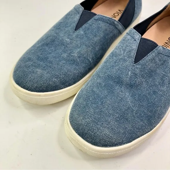 Vionic Ivy denim slip on sneakers orthopedic insoles elastic gores 7
