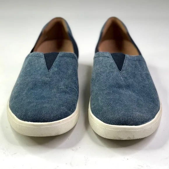Vionic Ivy denim slip on sneakers orthopedic insoles elastic gores 7