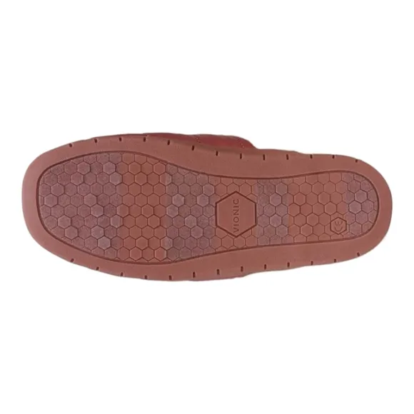 Vionic Josephine Slip On Closed Toe Faux Fur Mule Slipper Shoe Dusty Cedar 7.5