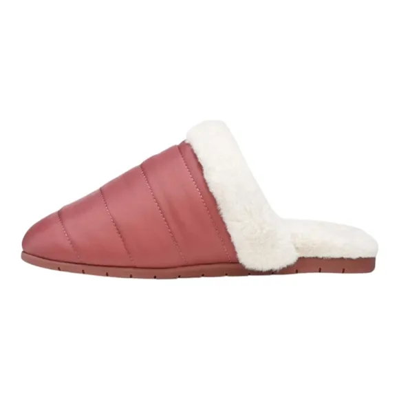 Vionic Josephine Slip On Closed Toe Faux Fur Mule Slipper Shoe Dusty Cedar 7.5