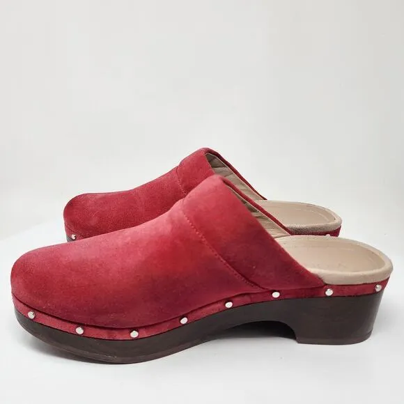 Vionic Kacie Clog Mule Women 9 Red Suede Studded Comfort Orthopedic Slide Shoes