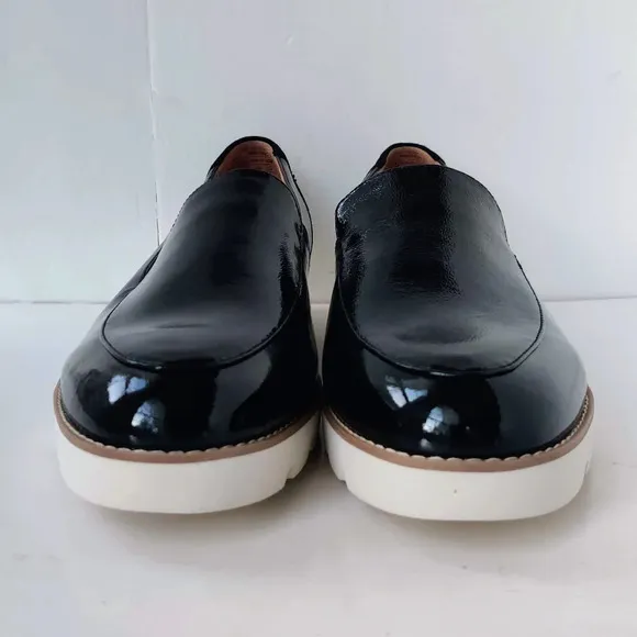 VIONIC Kensley Patent Leather Loafers 12 Wide Black Lug Sole Shoes