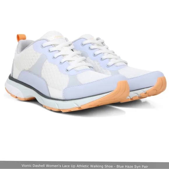 Vionic Lace-Up Orthopedic Walking Sneakers Dashell Blue Haze, White Size 8.5