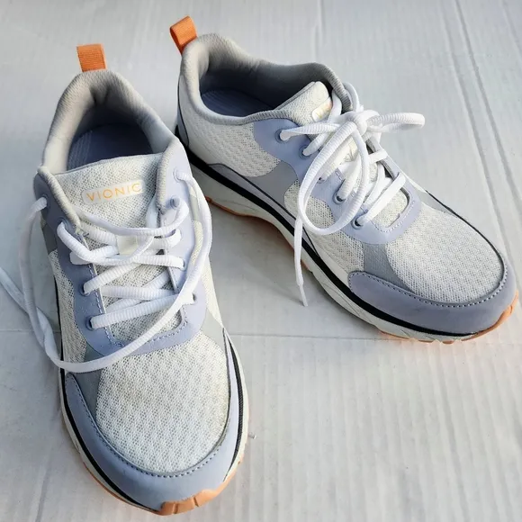 Vionic Lace-Up Orthopedic Walking Sneakers Dashell Blue Haze, White Size 8.5