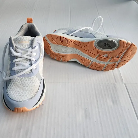 Vionic Lace-Up Orthopedic Walking Sneakers Dashell Blue Haze, White Size 8.5