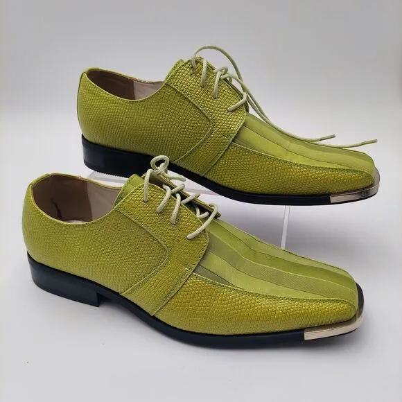 Viotti Lace Up Striped Satin Patent Oxford Designer Tuxedo Dress Shoes Size 10