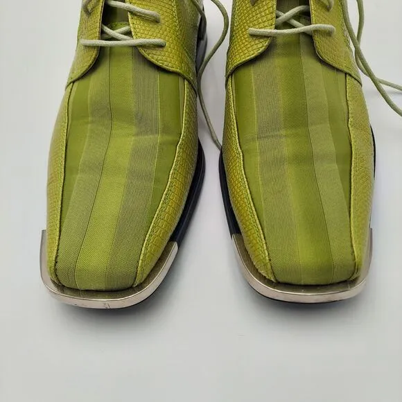 Viotti Lace Up Striped Satin Patent Oxford Designer Tuxedo Dress Shoes Size 10