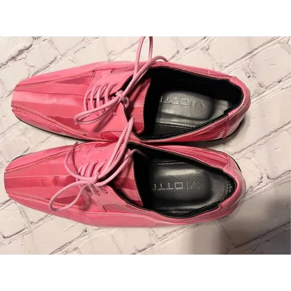 Viotti Men's 9.5 Pink Patent Leather Tuxedo Dress Shoe Formal Wear Prom Club