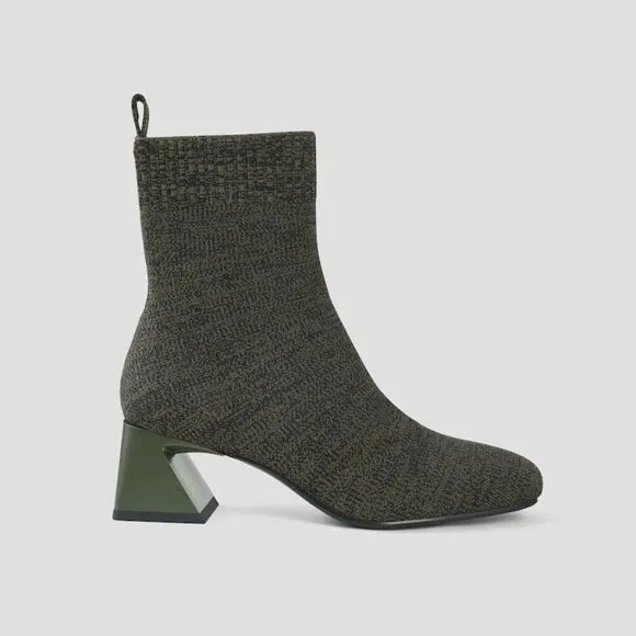 Vivaia Women’s Regina Peo Dark Olive Square-Toe Water-Repellent Heeled Boots