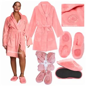 VS Passion Pink Robe &amp; Slippers NEW WITH TAGS