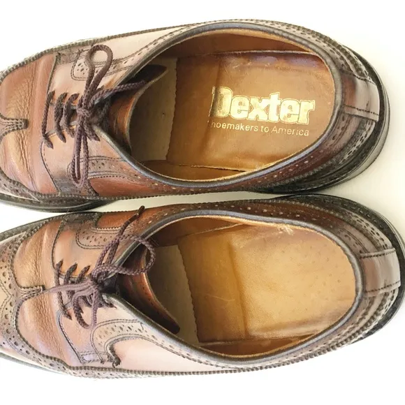 VTG Dexter Mens Wingtip Dress Shoes 9.5D Brown USA
