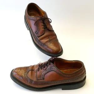 VTG Dexter Mens Wingtip Dress Shoes 9.5D Brown USA