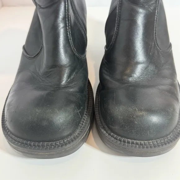Vtg Harley Davidson Black Leather Boots 81020 Chunky Platform Y2K Biker Sz 6.5