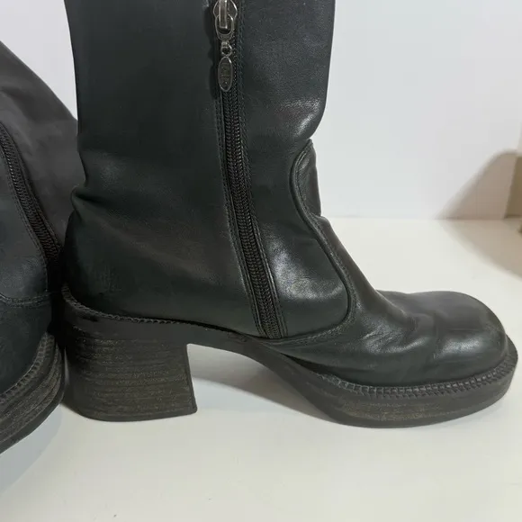 Vtg Harley Davidson Black Leather Boots 81020 Chunky Platform Y2K Biker Sz 6.5