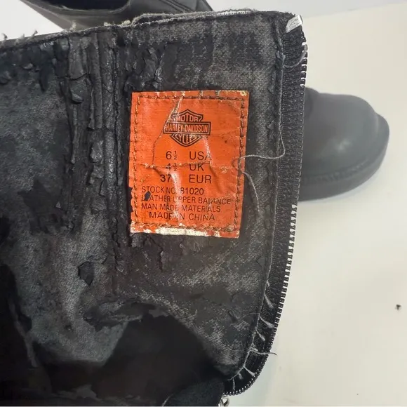 Vtg Harley Davidson Black Leather Boots 81020 Chunky Platform Y2K Biker Sz 6.5