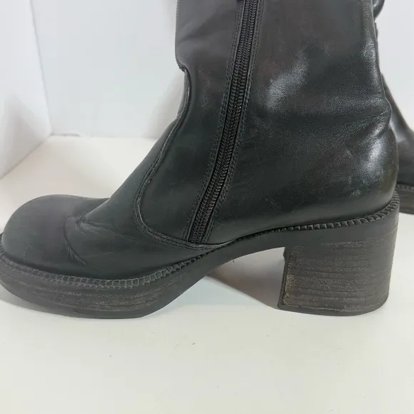 Vtg Harley Davidson Black Leather Boots 81020 Chunky Platform Y2K Biker Sz 6.5