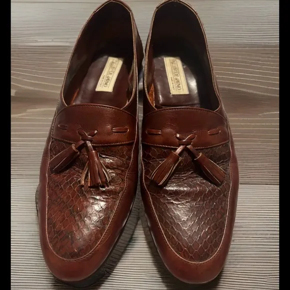 Vtg Luxury PHILLIP DE JARMO Black Leather Wingtip Tassel Loafer Men's Sz 9.5