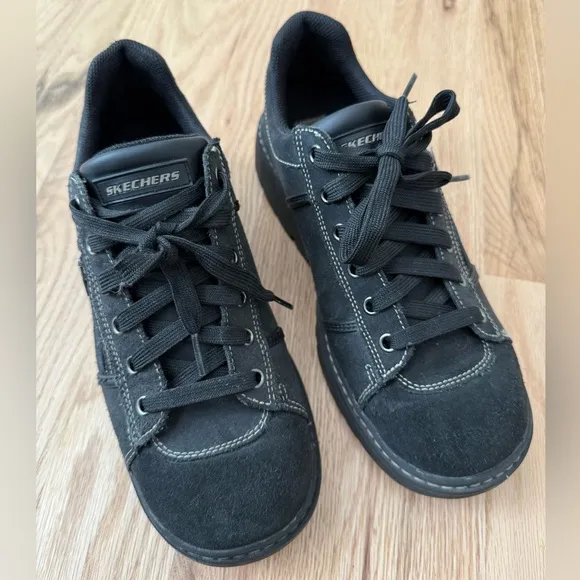 VTG Skechers Platform Chunky Lug Sole Suede Shoes Womens Grunge 90s Y2K SIZE 10