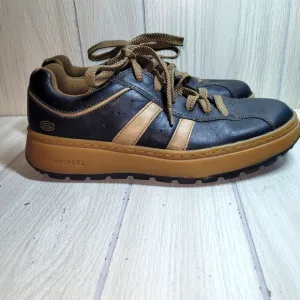 Vtg Y2K Chunky Skechers Men's Black and Tan Leather Shoes Size 9.5 Preppy