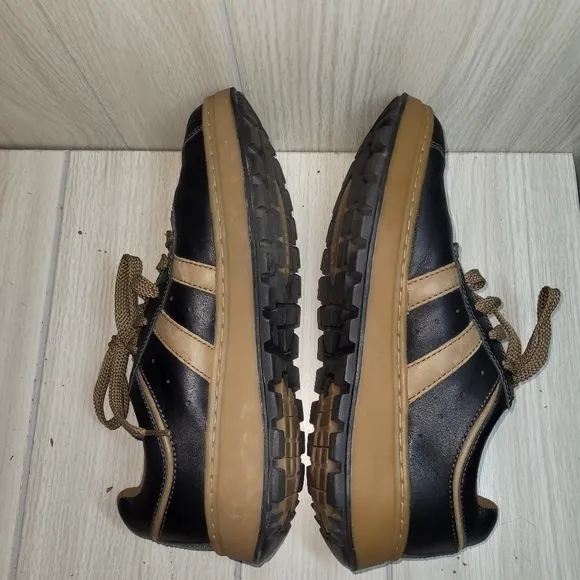 Vtg Y2K Chunky Skechers Men's Black and Tan Leather Shoes Size 9.5 Preppy