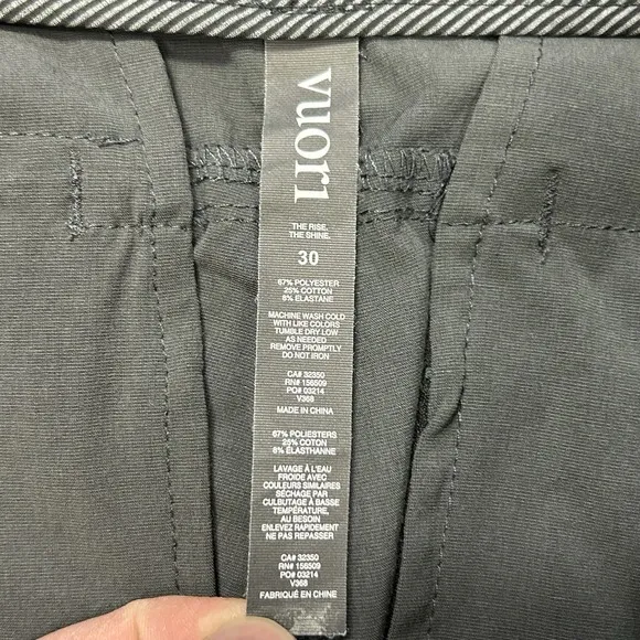 Vuori Meta Shorts Mens 30 Chino Charcoal Gray 9&quot; Inseam Athleisure Gym Workout