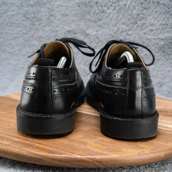 Walk London James Chunky Brogue Lace-Up Derby in Black Pebble Leather Men's 10