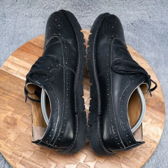Walk London James Chunky Brogue Lace-Up Derby in Black Pebble Leather Men's 10