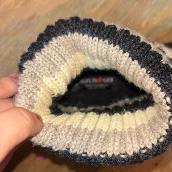 Warm Black and Cream Slippers with Knit Cuff