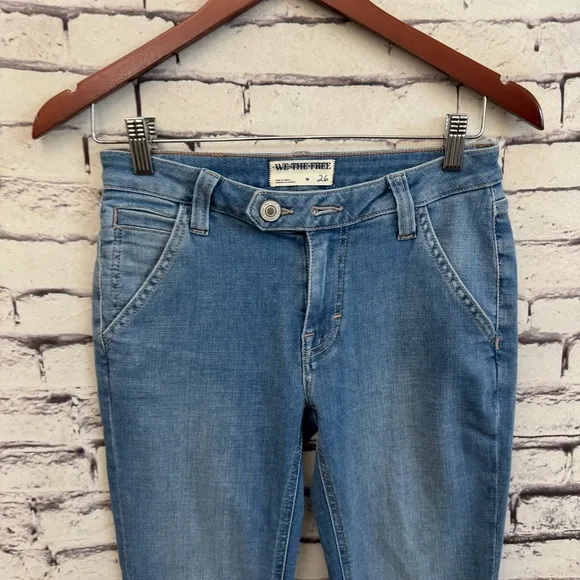 We The Free Varsity Blues Mid Rise Slim Boot Cut Jeans SZ 26