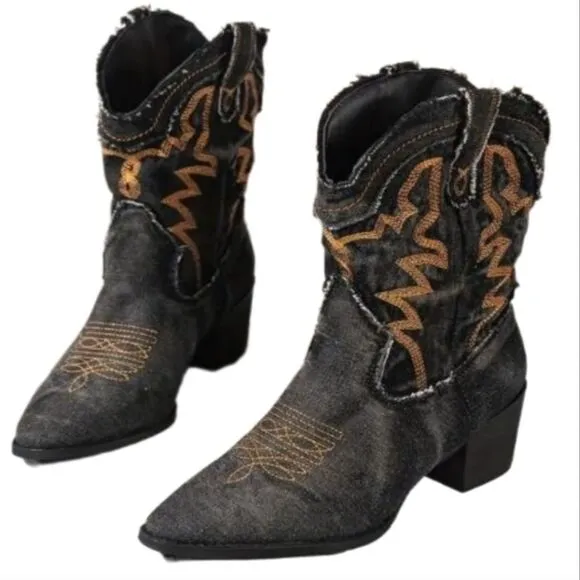 Western ladies denim boots, sz 10