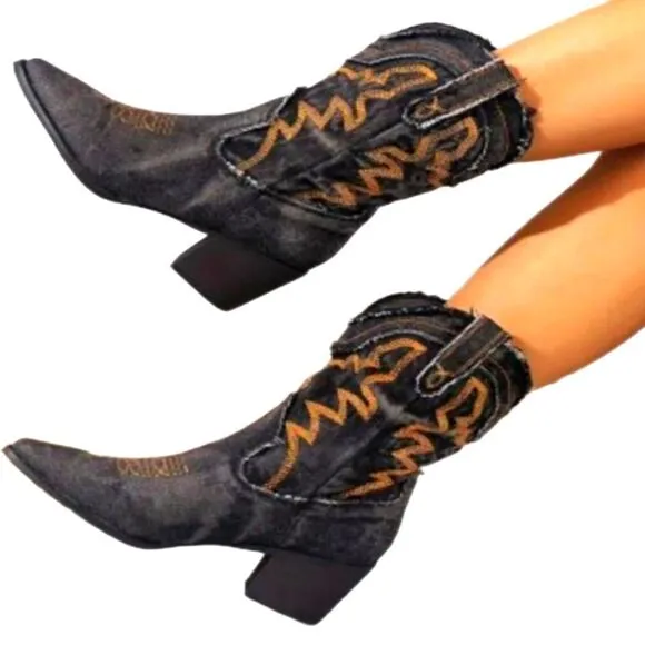 Western ladies denim boots, sz 10