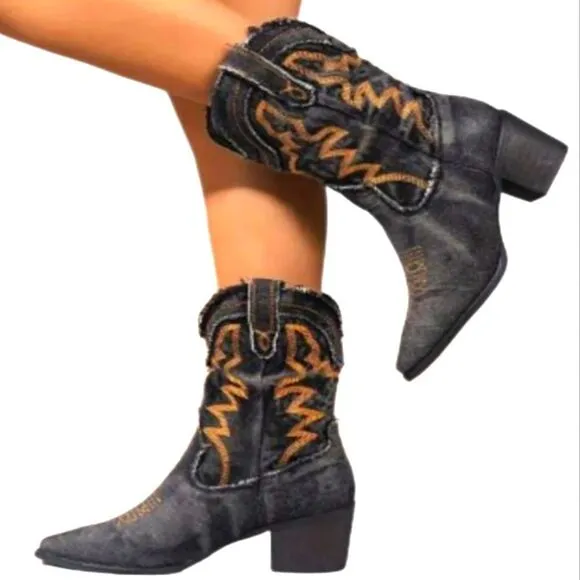 Western ladies denim boots, sz 10