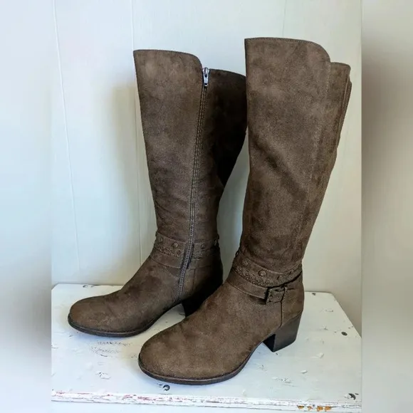 White Mountain Paulina Tall Riding Boots in Brown size 11 Harness Fall Trendy