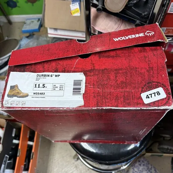 Wolverine Durbin Waterproof Steel Toe 6&quot; W05483 Mens Brown Work Boots Sz 11.5 M