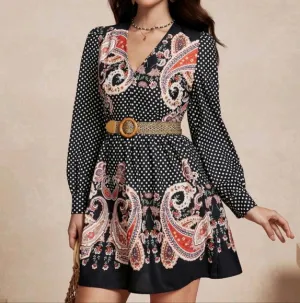 Women Slim Fit Deep V-Neck Short Dress