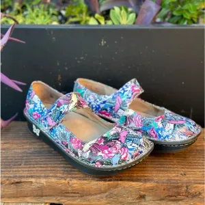 Women's Alegria‎ &quot;Paloma&quot; Mary-Janes multicolor &quot;Finch&quot; print. Size 36
