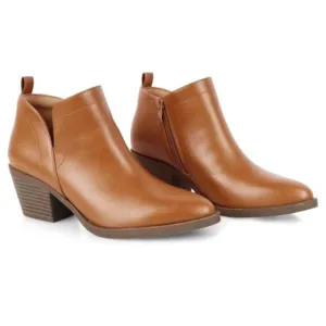 Women's Ankle Boot Pointed Toe Side Zipper Bootie Size 7.5 M Brown