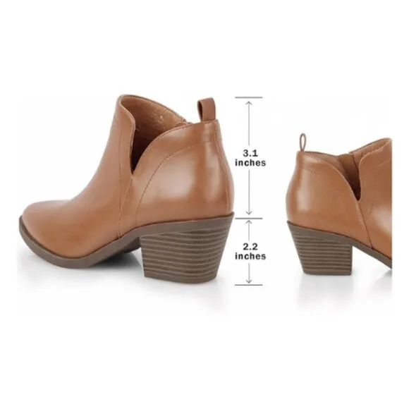 Women's Ankle Boot Pointed Toe Side Zipper Bootie Size 7.5 M Brown
