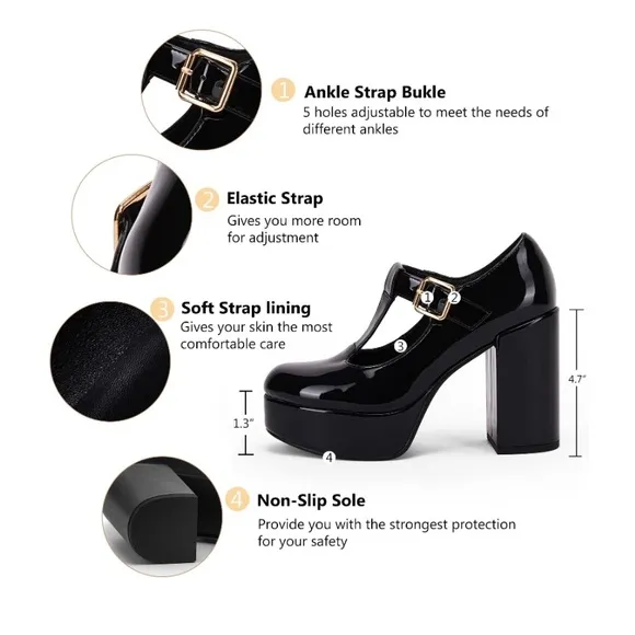 Women's Black Chunky Heel Shoes by MADDEN GIRL