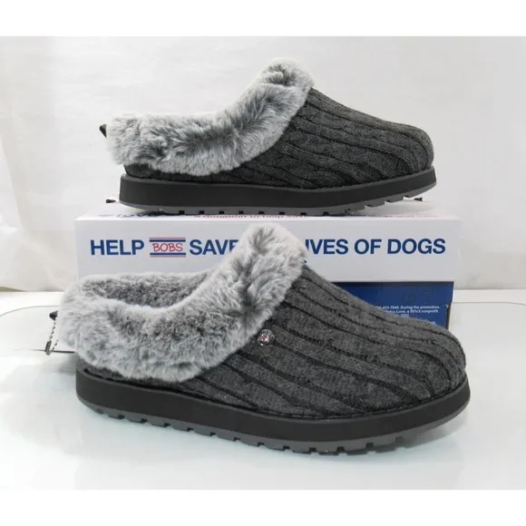 Women's BOBS From Skechers Keepsakes Ice Angel Slippers Clogs Charcoal Size 7